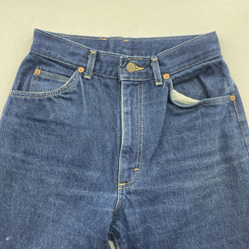 Vtg Lee Jrs Size 9P Petite 26 Jeans 80s Tapered Leg High Rise Rigid Denim Riders - Picture 9 of 16